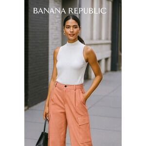 Banana‎ Republic Utility Cargo Trousers Pants Womens Size 6 Salmon Wide Leg